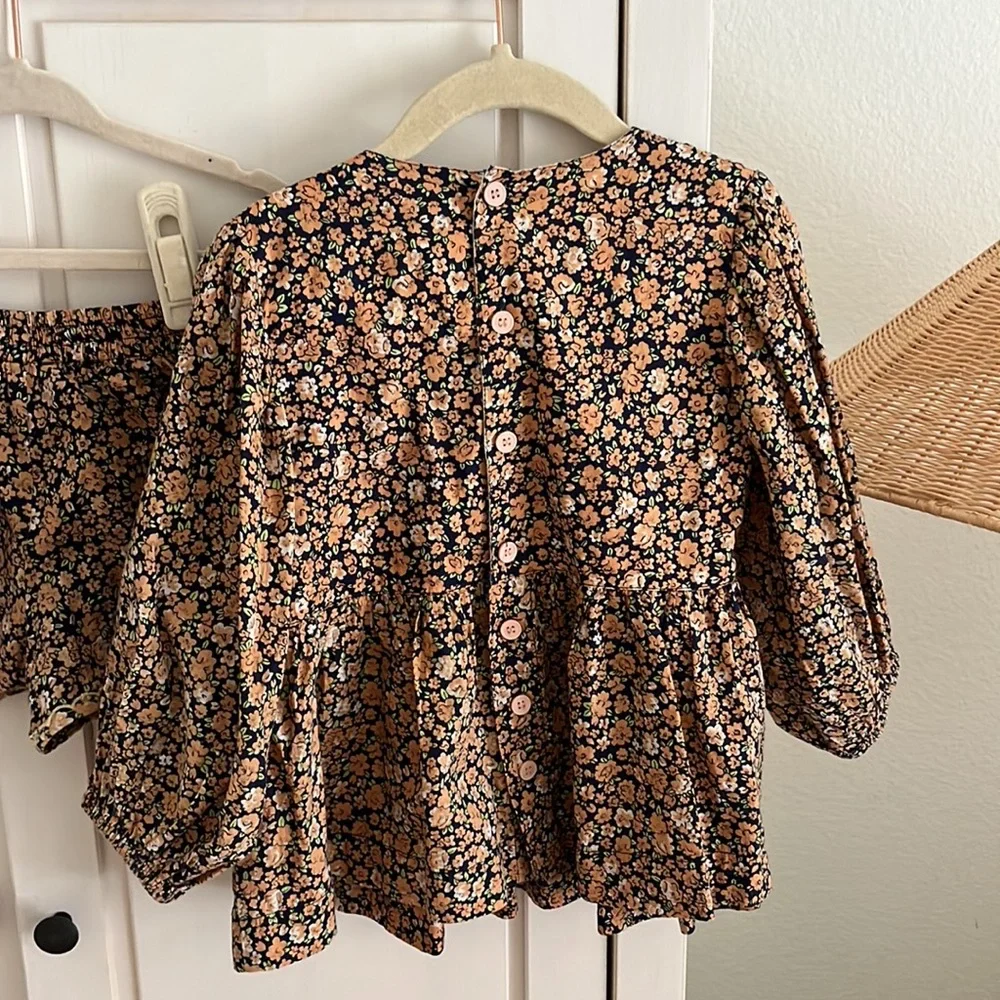 Bonjour Diary | embroidered floral smocked tunic blouse + shorts